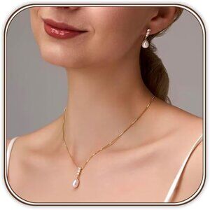 Pearl Jewelry Set For Women Freshwater AAAA Pearl Pendant Necklace & Earrings